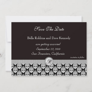 Invitation Enregistrer la date -Damask BlackElegance