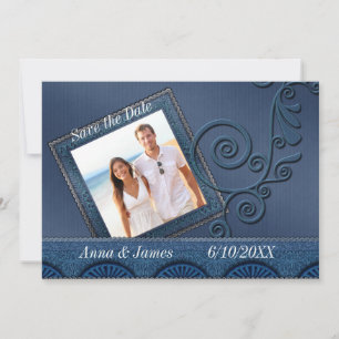 Invitation Enregistrer la date de la photo en denim
