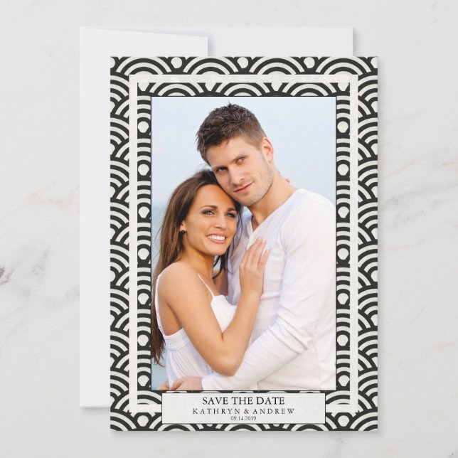 Invitation Enregistrer la date de mariage Seigaiha japonais P (Devant)