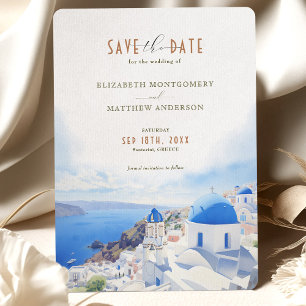 Invitation Enregistrer La Date Destination Santorin Grèce
