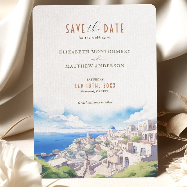 Invitation Enregistrer La Date Destination Santorin Grèce (Créateur téléchargé)