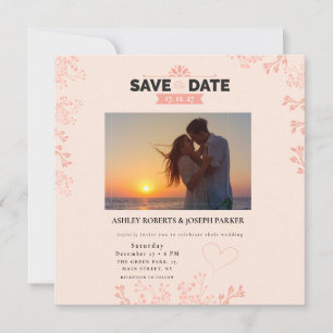 Invitation Enregistrer la date - Elegant rose Floral Mariage