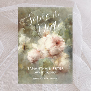 Invitation Enregistrer La Date Élégante Antique Roses Soft Ro