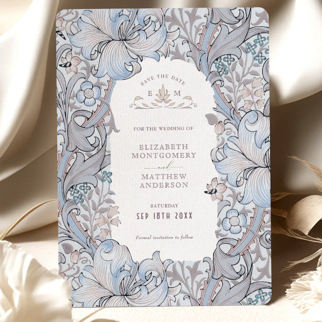 Invitation Enregistrer la date Golden Lily Sky Blue William M (Créateur téléchargé)