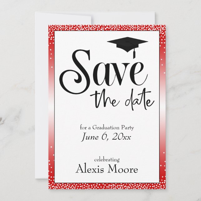 Invitation Enregistrer la Date Graduation Party, Cherry Red (Devant)
