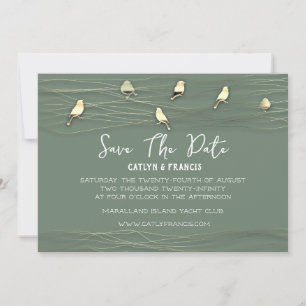 Invitation Enregistrer La Date Green Gold Custom Foto Cottage