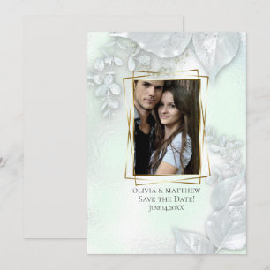 Invitation ENREGISTRER LA DATE   Honeydew Shimmery Feuilles
