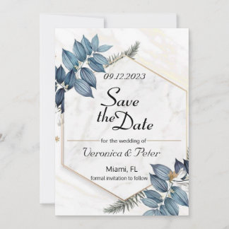 Invitation Enregistrer la date mariage bleu poussiéreux