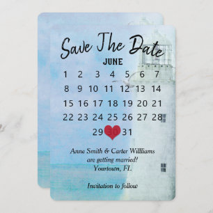 Invitation Enregistrer la date Mariage Calendrier Phare