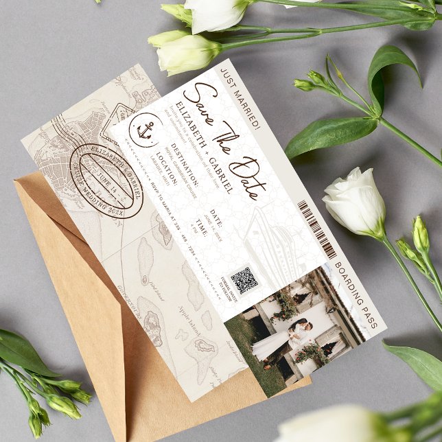 Invitation Enregistrer la date Mariage de croisière Pass emba (Créateur téléchargé)