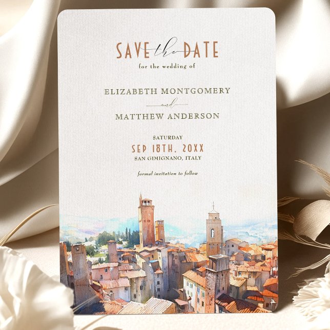 Invitation Enregistrer la date Mariage toscan San Gimignano I (Créateur téléchargé)