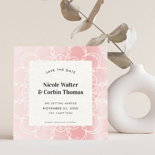 Invitation ENREGISTRER LA DATE moderne boho mandala aquarelle