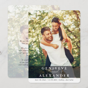 Invitation ENREGISTRER LA DATE moderne couple photo noms supe