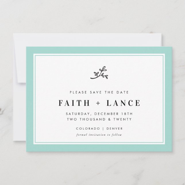 Invitation ENREGISTRER LA DATE moderne sprig simple bordure m (Devant)