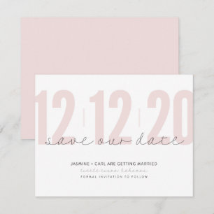 Invitation ENREGISTRER LA DATE modernes grands nombres rose n