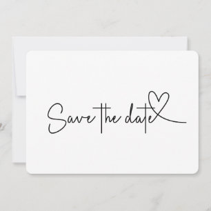 Invitation Enregistrer la date Noir et Blanc aux coins arrond