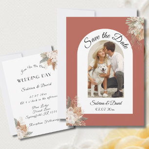 Invitation Enregistrer La Date Photo Arch En Terracotta