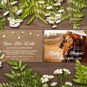 Invitation Enregistrer La Date Photo Gold Kraft Black Birds D