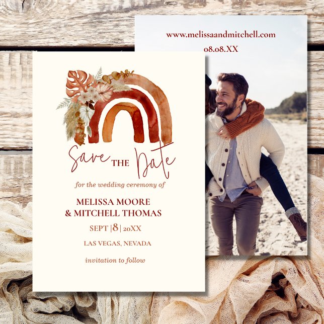 Invitation Enregistrer la date photo la terre tonalité boho a (Créateur téléchargé)