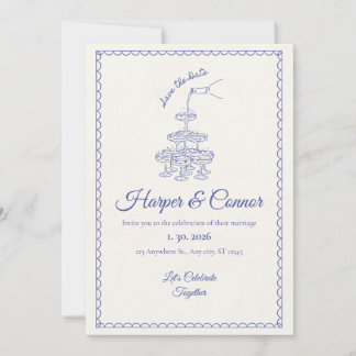 Invitation Enregistrer la date : Playful Blue Celebration