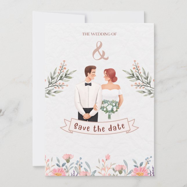 Invitation Enregistrer la date pour le mariage de (Devant)