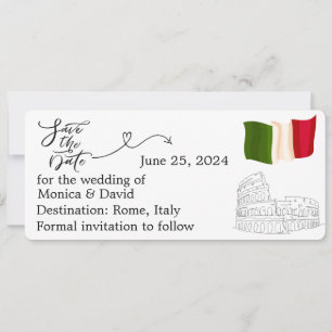 Invitation Enregistrer la date pour un mariage à Rome, Italie