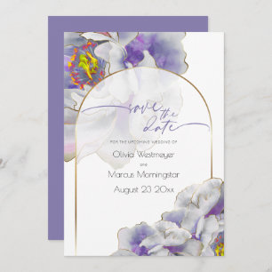 Invitation Enregistrer la date Purple Exotic Floral