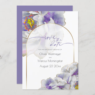 Invitation Enregistrer la date Purple Exotic Floral