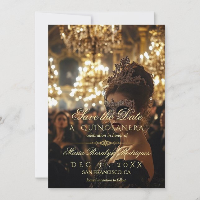 Invitation Enregistrer la date Quinceanera photo (Devant)