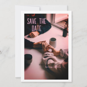 Invitation enregistrer la date rose boho QR ajouter le nom du