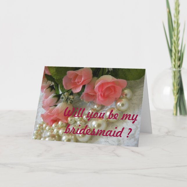 Invitation Enregistrer la date rose et perles d'or (Devant)