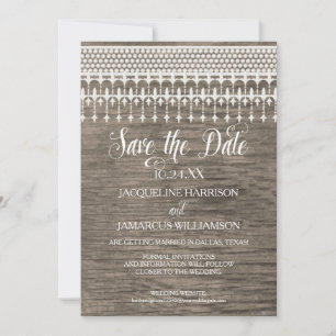 Invitation Enregistrer la date Rustic Vintage dentelle grilla