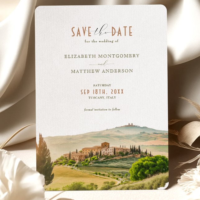Invitation Enregistrer La Date Toscane Aquarelle Italie Desti (Créateur téléchargé)