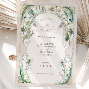 Invitation Enregistrer la date Vintage marguerite Art nouveau