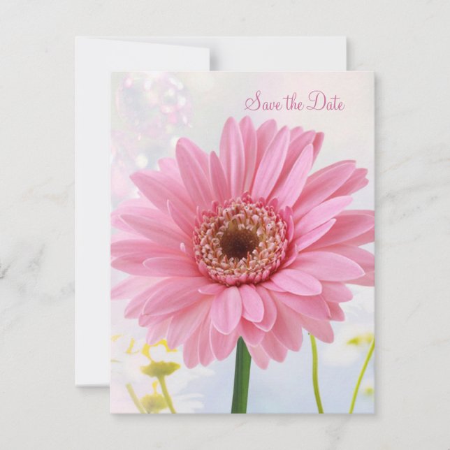 Invitation Enregistrer l'annonce de la date - Gerbera rose (Devant)