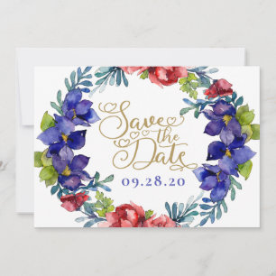 Invitation Enregistrer Le Mariage Date   Bonheur Floral & Scr