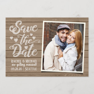 Invitation Enregistrer Le Mariage Date Photo de Rustic Wood