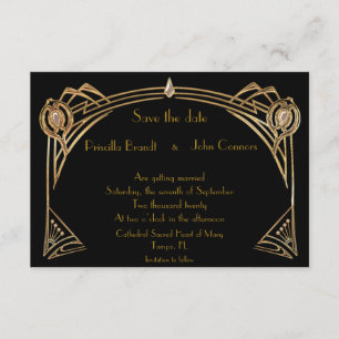 Invitation Enregistrer le Mariage de date, grand-Gatsby, noir