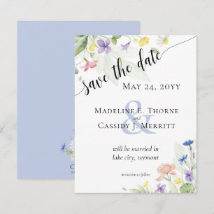 Invitation Enregistrer le Mariage Fleur sauvage d'aquarelle s