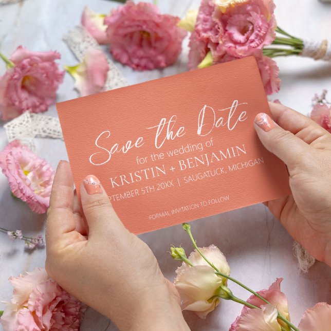 Invitation Enregistrer les annonces de date (Peach) (Créateur téléchargé)