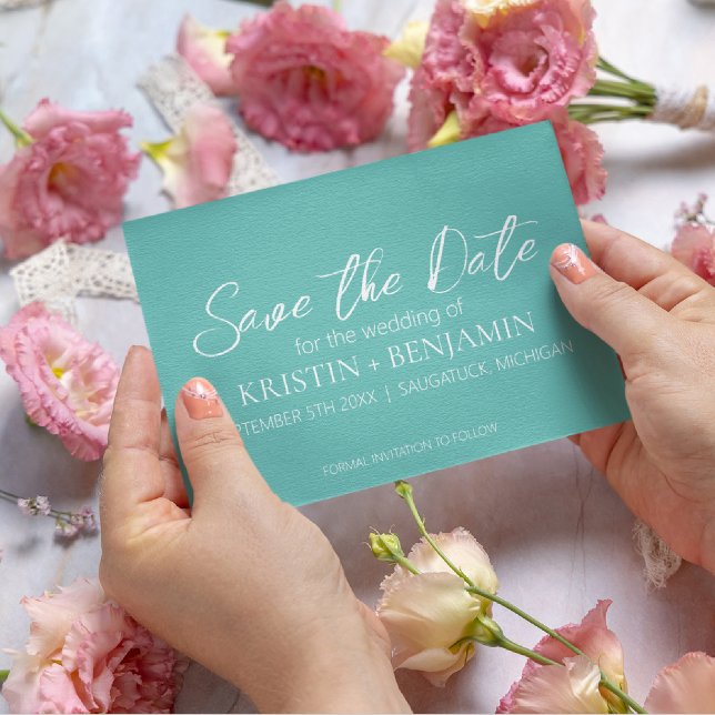 Invitation Enregistrer les annonces de date (Turquoise) (Créateur téléchargé)