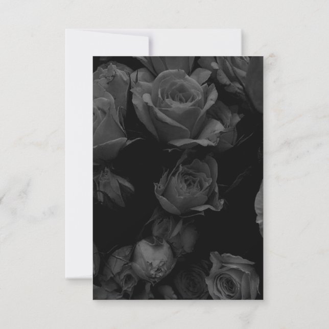 Invitation Enregistrer les dates - Roses B&W (Dos)