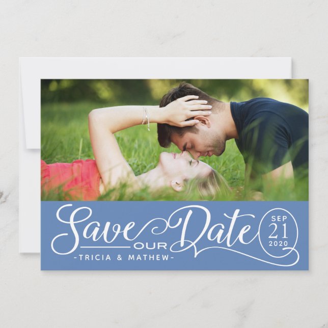 Invitation Enregistrer NOTRE Mariage de date | Script élégant (Devant)