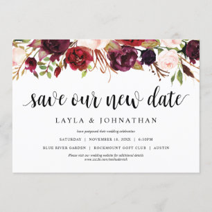 Invitation Enregistrer notre nouvelle date, Mariage Modifier