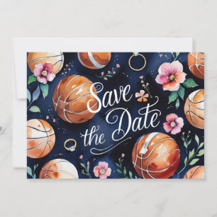 Invitation Enregistrez la date avec le basketball sur le terr