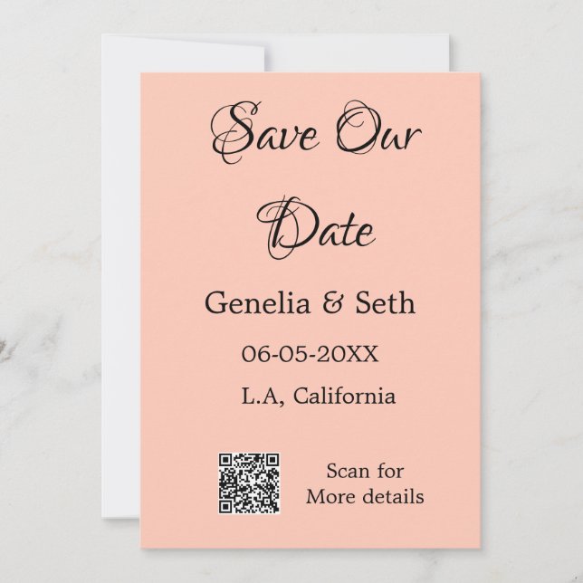 Invitation Enregistrez la date code QR simple minimal détails (Devant)