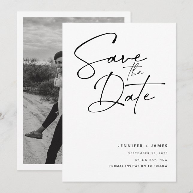 Invitation Enregistrez la date de mariage avec un style conte (Devant / Derrière)
