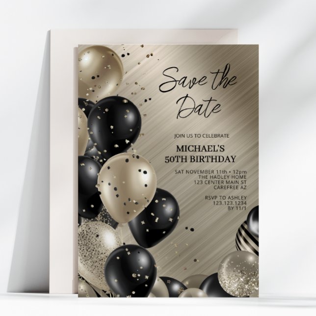 Invitation Enregistrez la Date des 50 ans d'Homme (Créateur téléchargé)