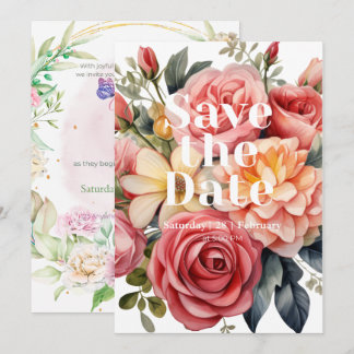 Invitation Enregistrez Romantique Floral & Papillon Double Fa