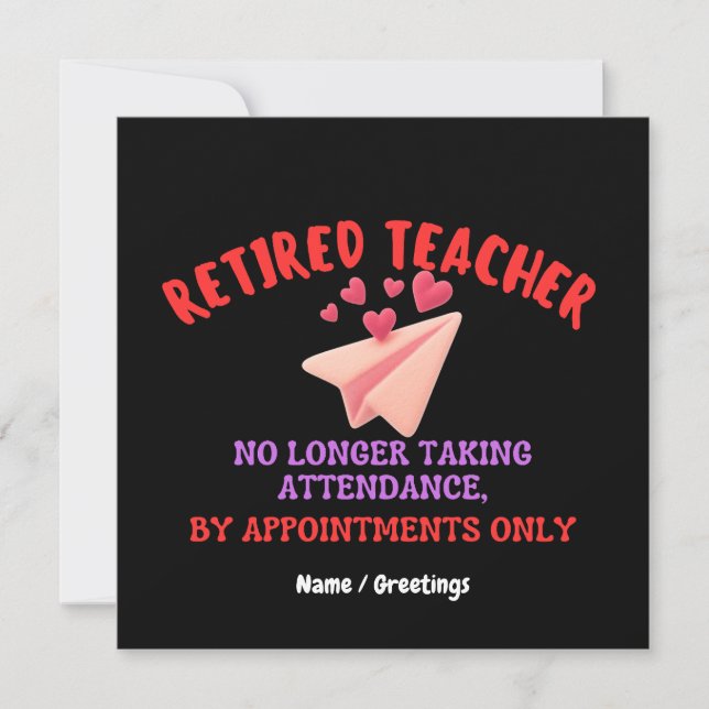 Invitation Enseignant à la retraite Sur rendez-vous uniquemen (Devant)